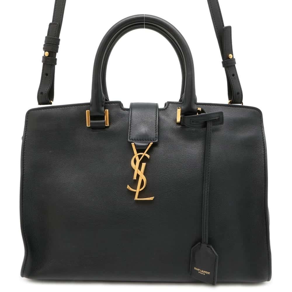 Saint Laurent Paris Baby Cabas Leather Handbag Shoulder Bag Black